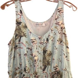 Adorable flamingo MIDI Dress! Mint Green, Vintage Inspire, Like New!